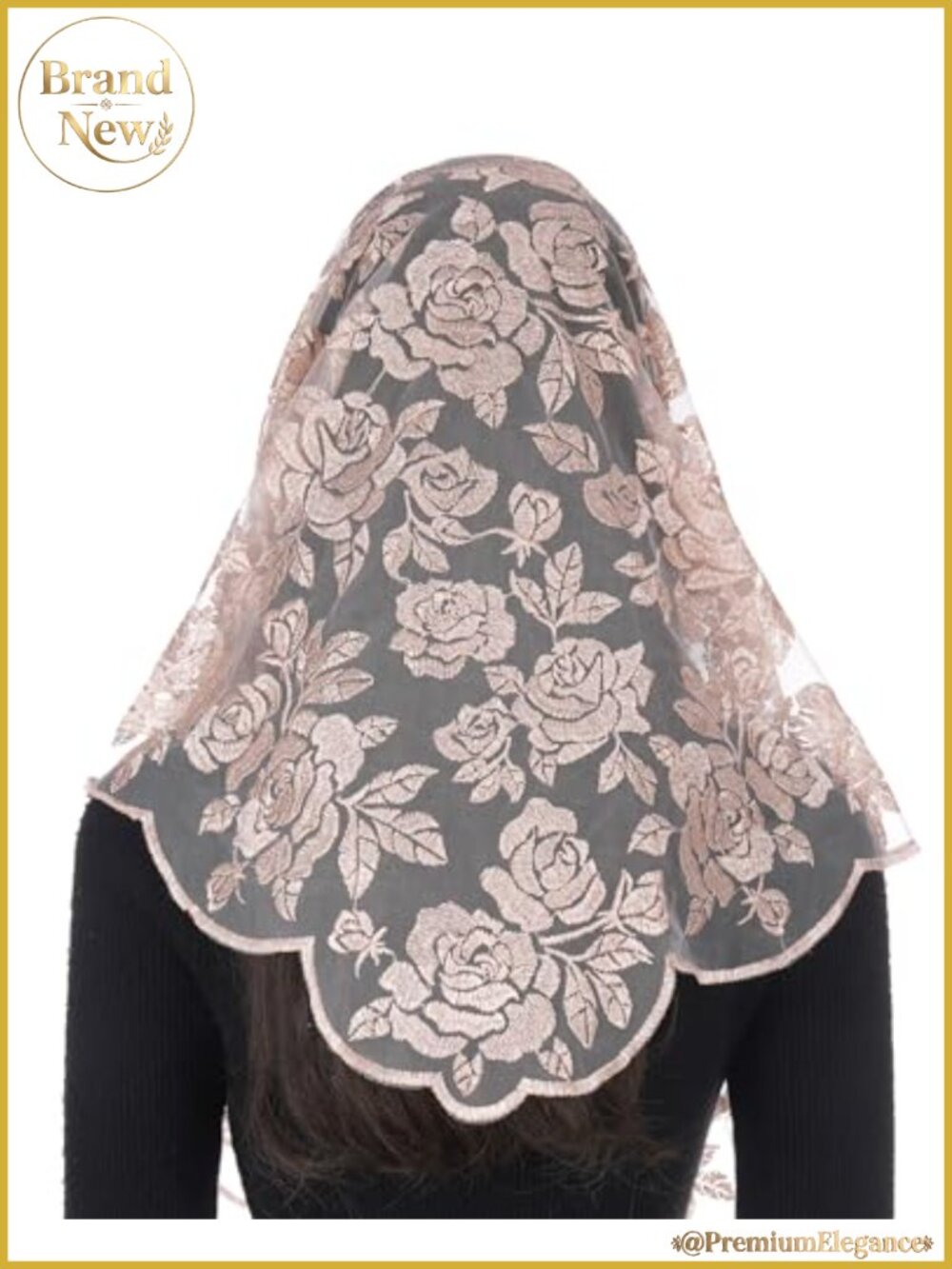 Rose Lace Catholic Mantilla Chapel Veil for Women Head Covering